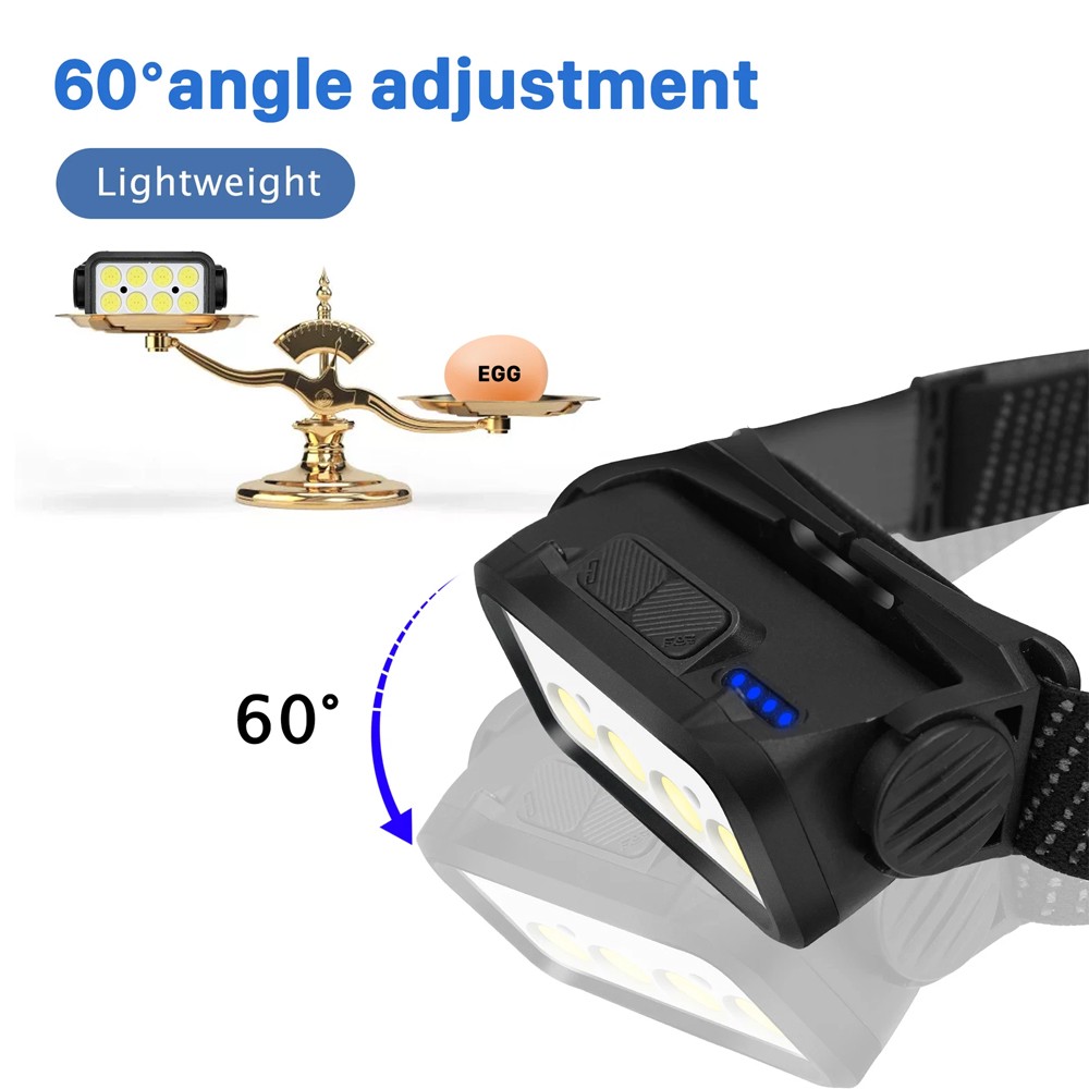 2COB + LED Rechargeable Headlamp Headlight Torch Work Light Head Band Lamp 6000K
