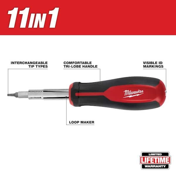 Milwaukee 48-22-2761 11-in-1 Multi-Tip Combo Screwdriver with Square Drive Bits