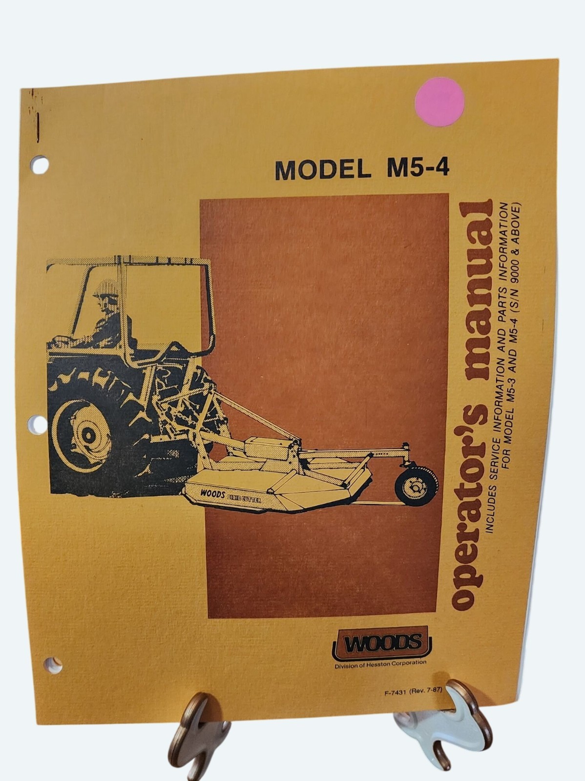 Vtg Woods Model M5-4 Operators Manual w Service & Parts Info F-7431 Rev 7-1987