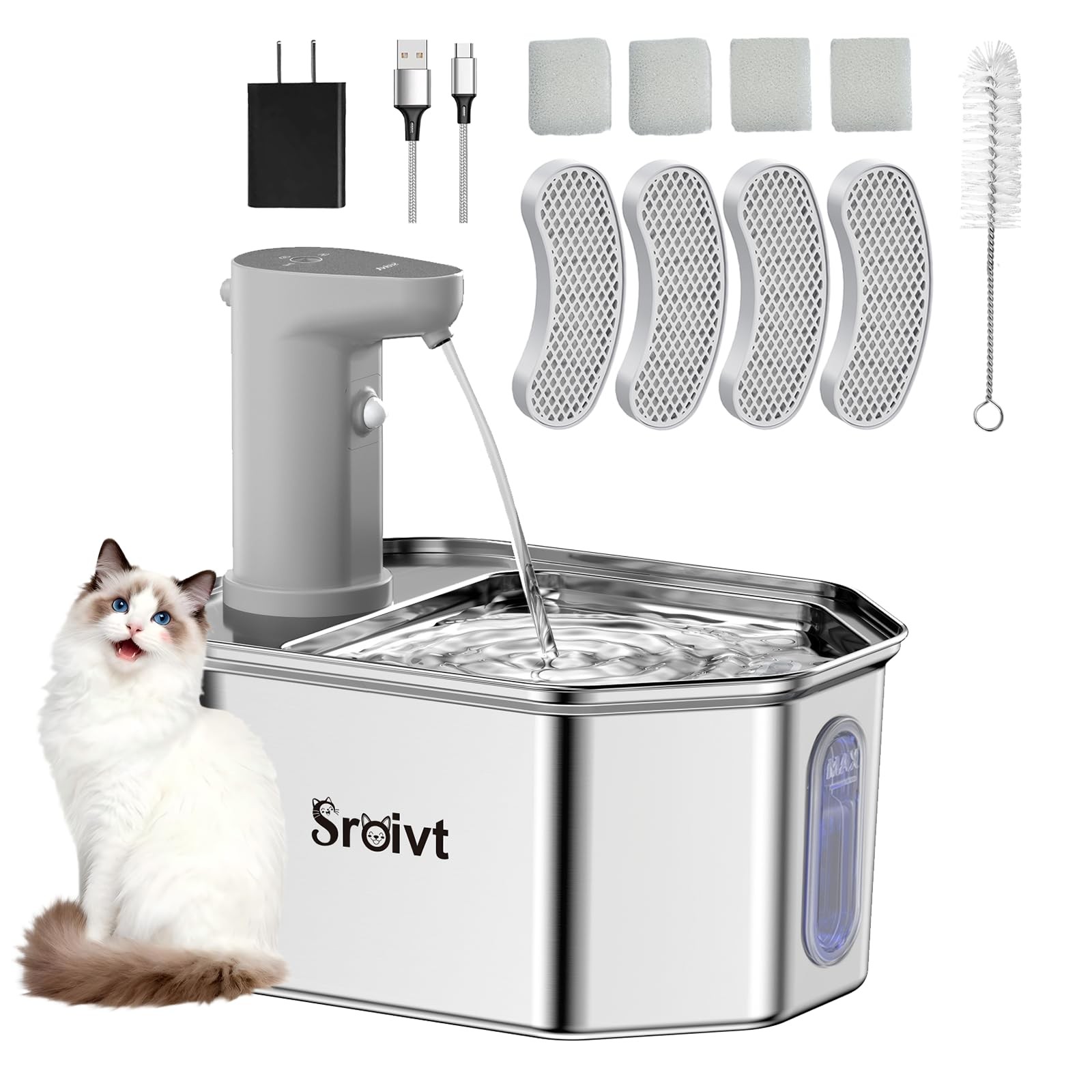 Cordless Cat Water Fountain Stainless Steel - Stainless Steel Cat Water Fount...