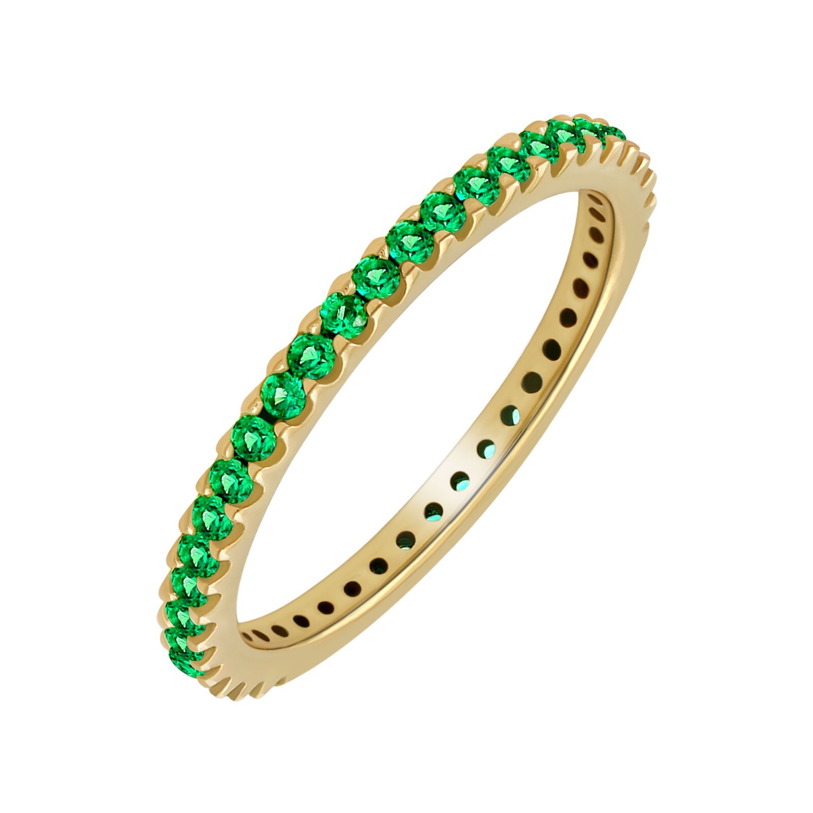 18K Yellow Gold Plated Lab Created Sapphire/Ruby/Emerald Stackable Dainty Ring