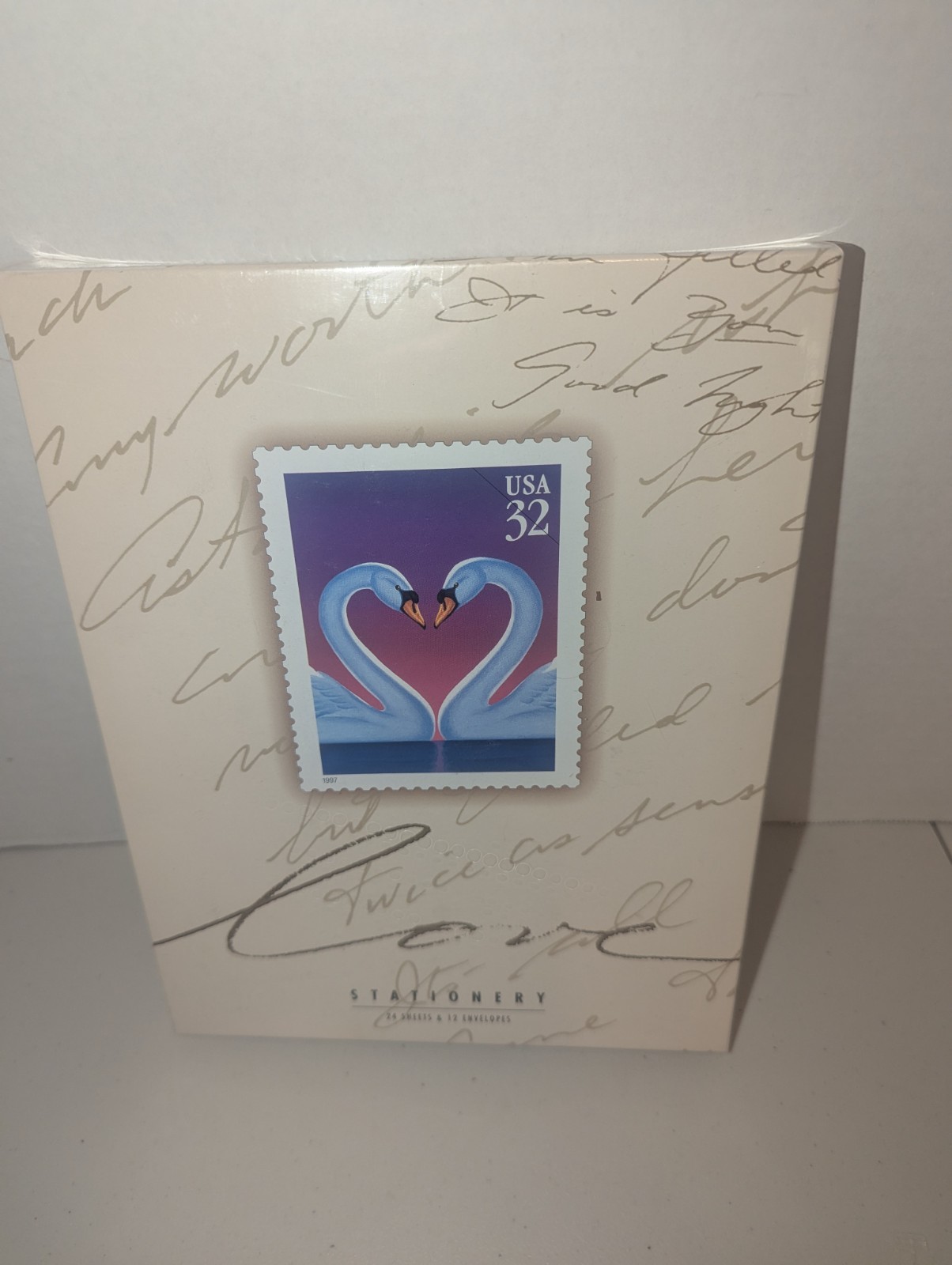 Vintage 1997 US Postal Service Love Swan Stationary 24 Sheets 12 Envelopes