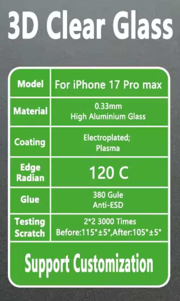 Tempered Glass Screen Protector For iPhone 17 Pro Max & 16 Pro Max Case Friendly