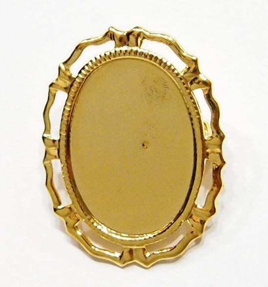 10 Shiny Gold 25x18mm Victorian Deco Big Loop Brooch Pendant Settings 37x27mm