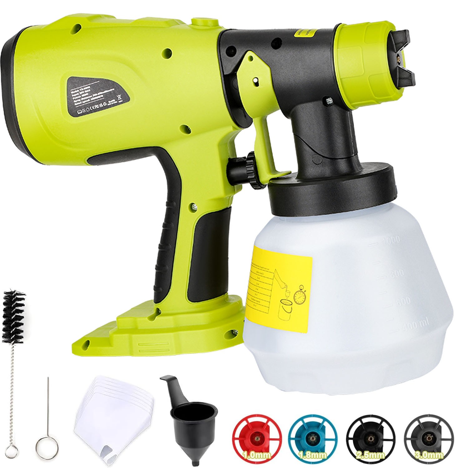 Paint Sprayer for Ryobi One+ 18V Battery w/1000ML Large Container Even Coverage