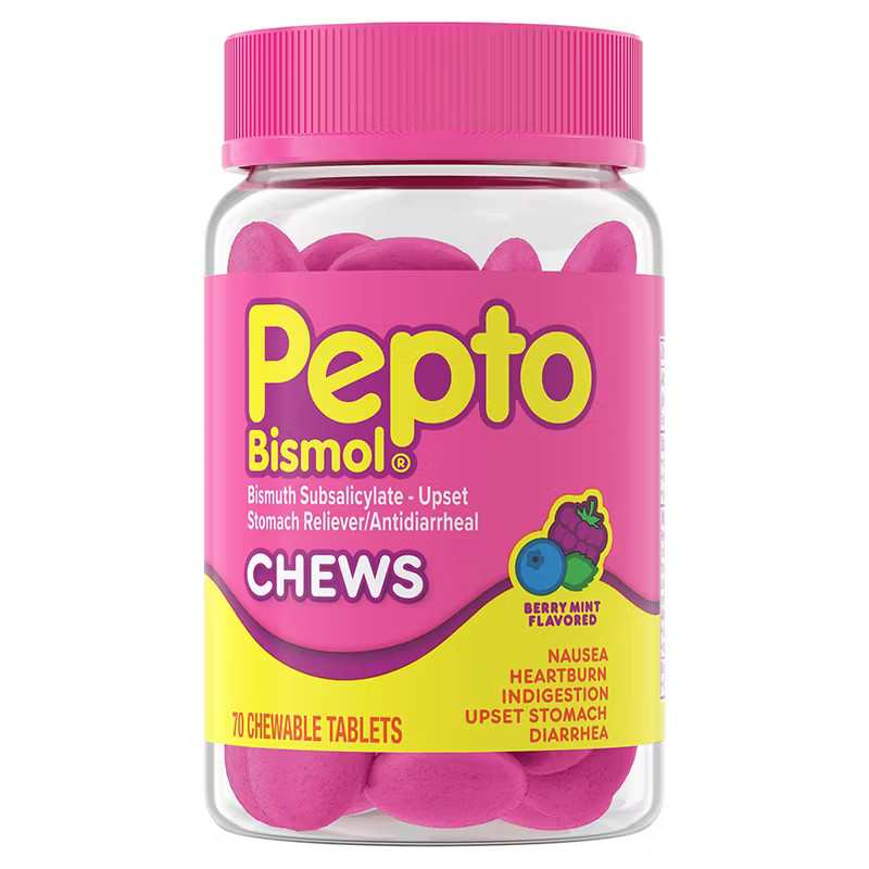 Pepto Bismol Chews 70 Chewable Tablets Berry Mint Flavor EXP: 08/2027