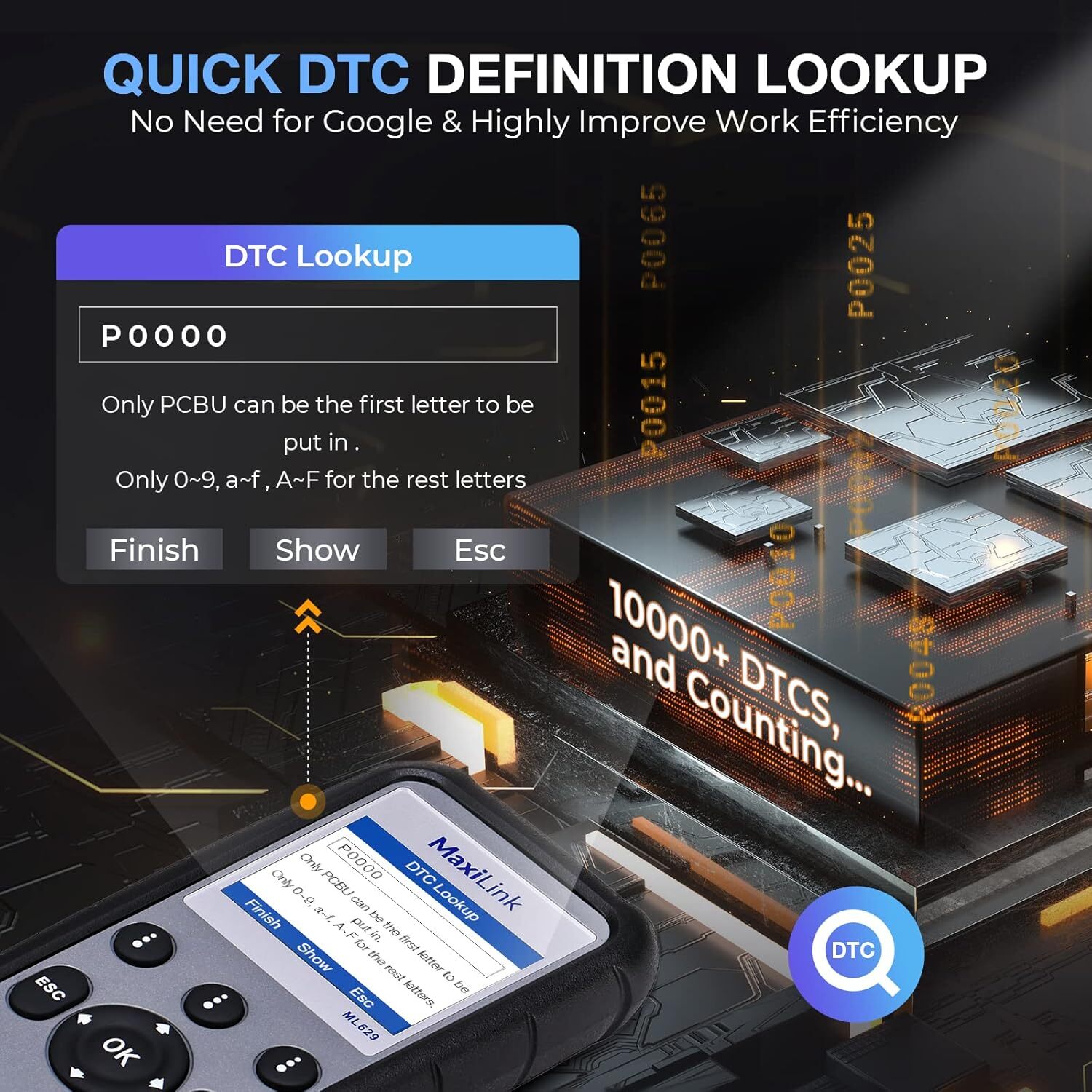 2026 Autel ML629 OBD2 Scanner ABS SRS Engine Transmission Auto VIN Code Reader
