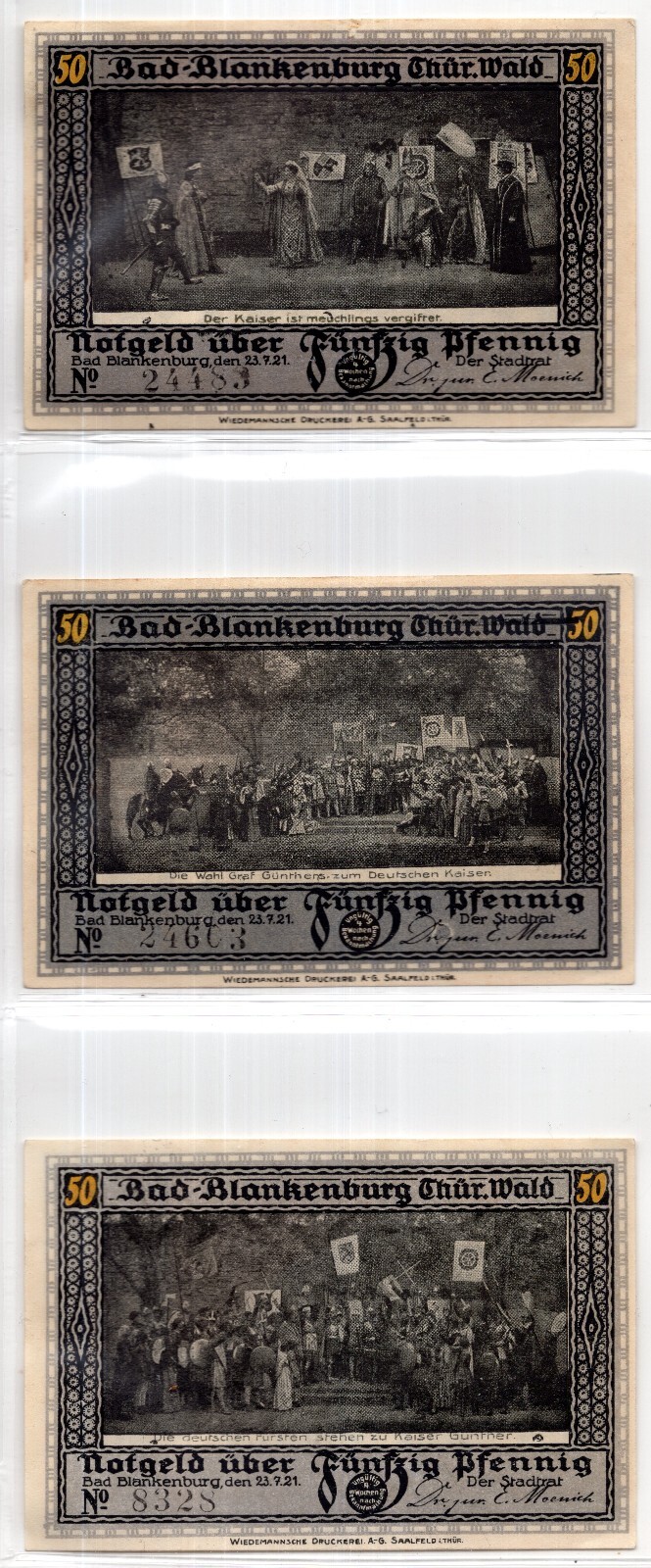 1921 Germany Bad Blankenburg Notgeld Set of 5 Notes (616)
