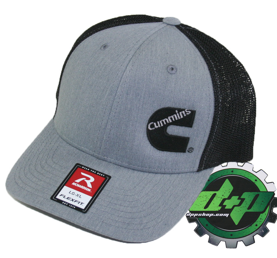 Cummins trucker hat richardson light denim Gray Black mesh flex fit lg/xl