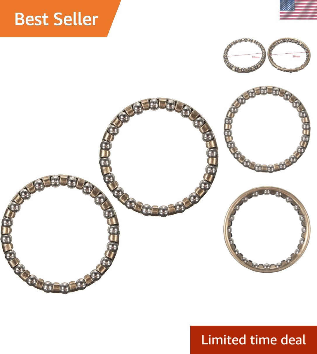 Upgrade Your Ride: 2-Pcs 1 1/8" Caged Ball Bearings for Optimal Bike Performance