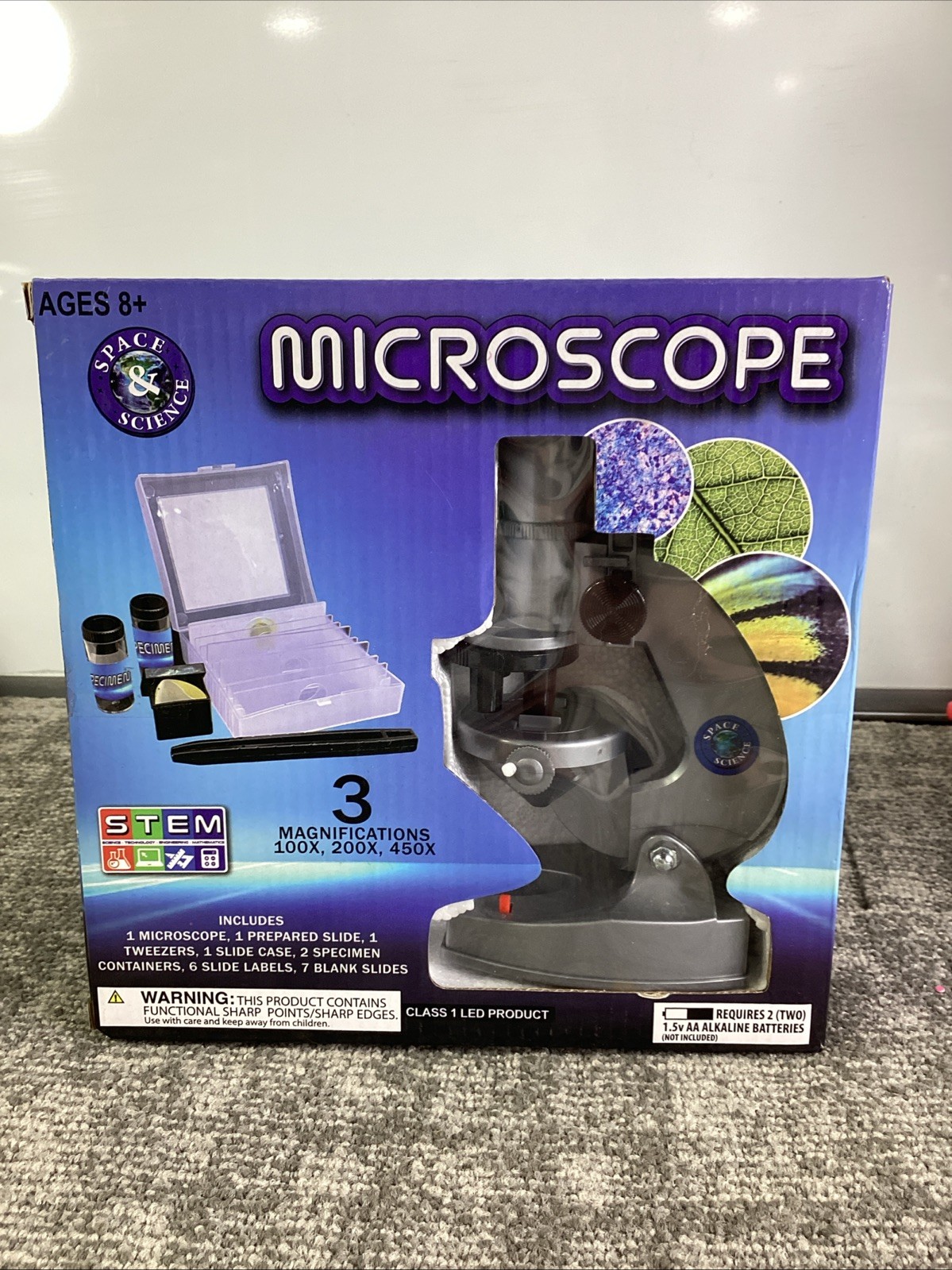 STEM Kids Microscope Kit 100x 200x 450x w/ Slides & Tools – Ages 8+ Science Set