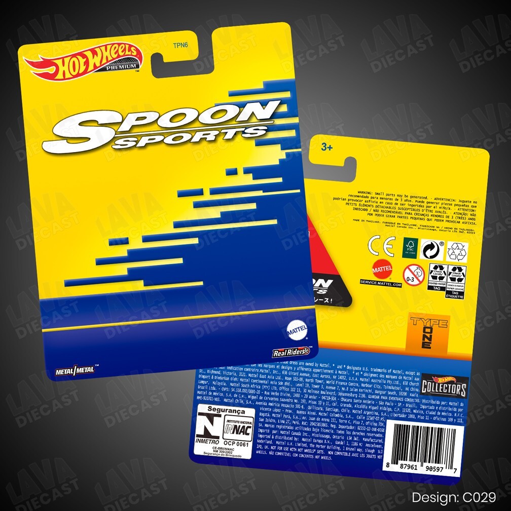 Spoon Sports Type R Honda Civic S2000 EK EG Custom Hot Wheels Card 1:64 EF DECAL