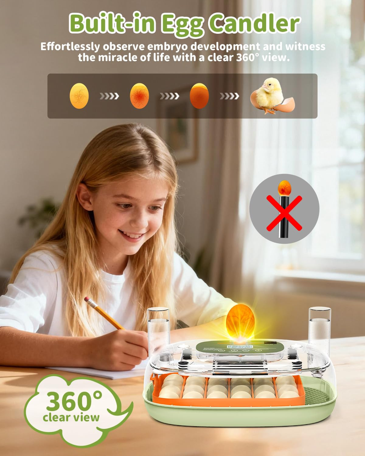 Egg Incubator for 24 Chicken Eggs with Automatic Turner, Digital Temperature Con