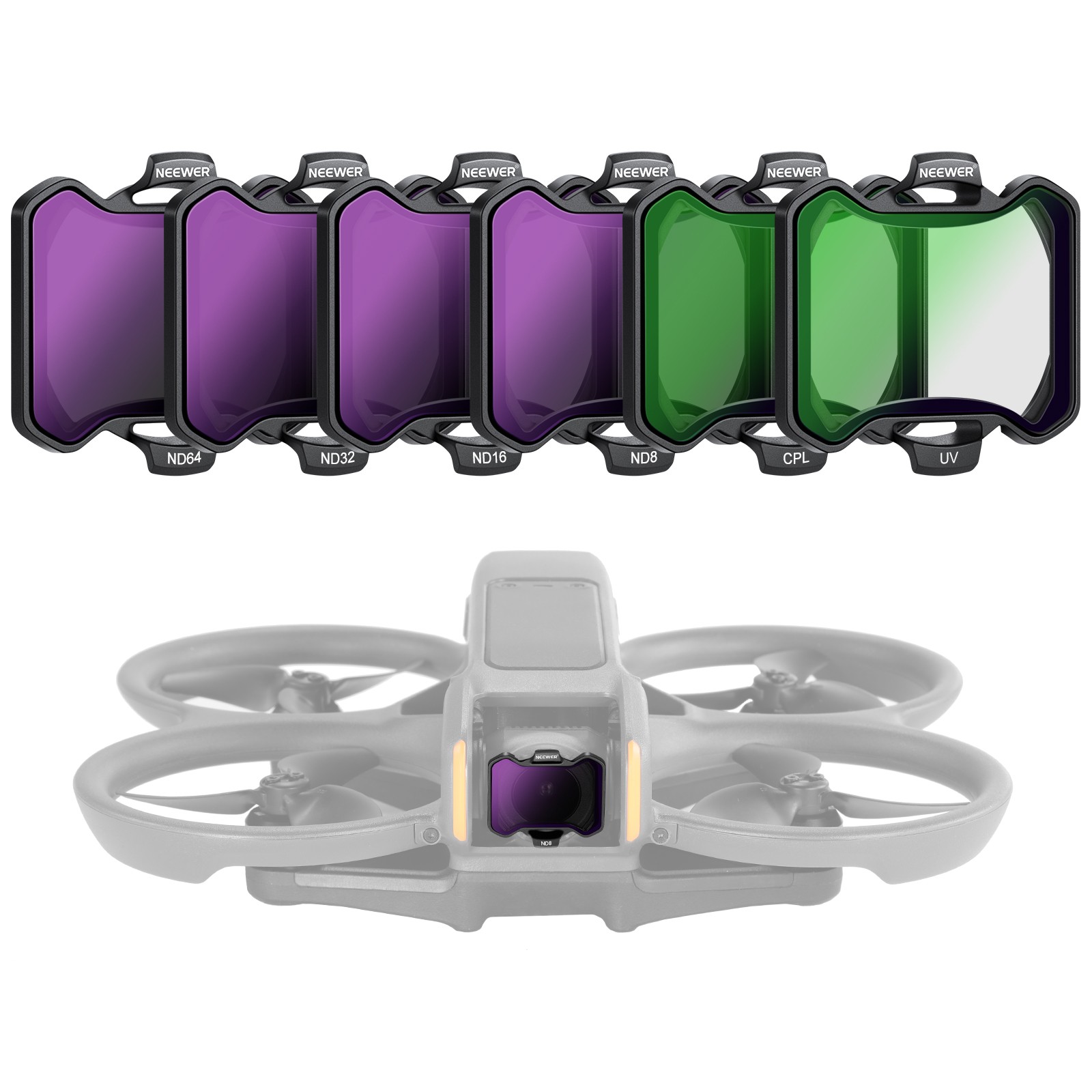 NEEWER FL-A29D 6-Pack ND/CPL Filters for DJI Avata 2 - Slim Frame