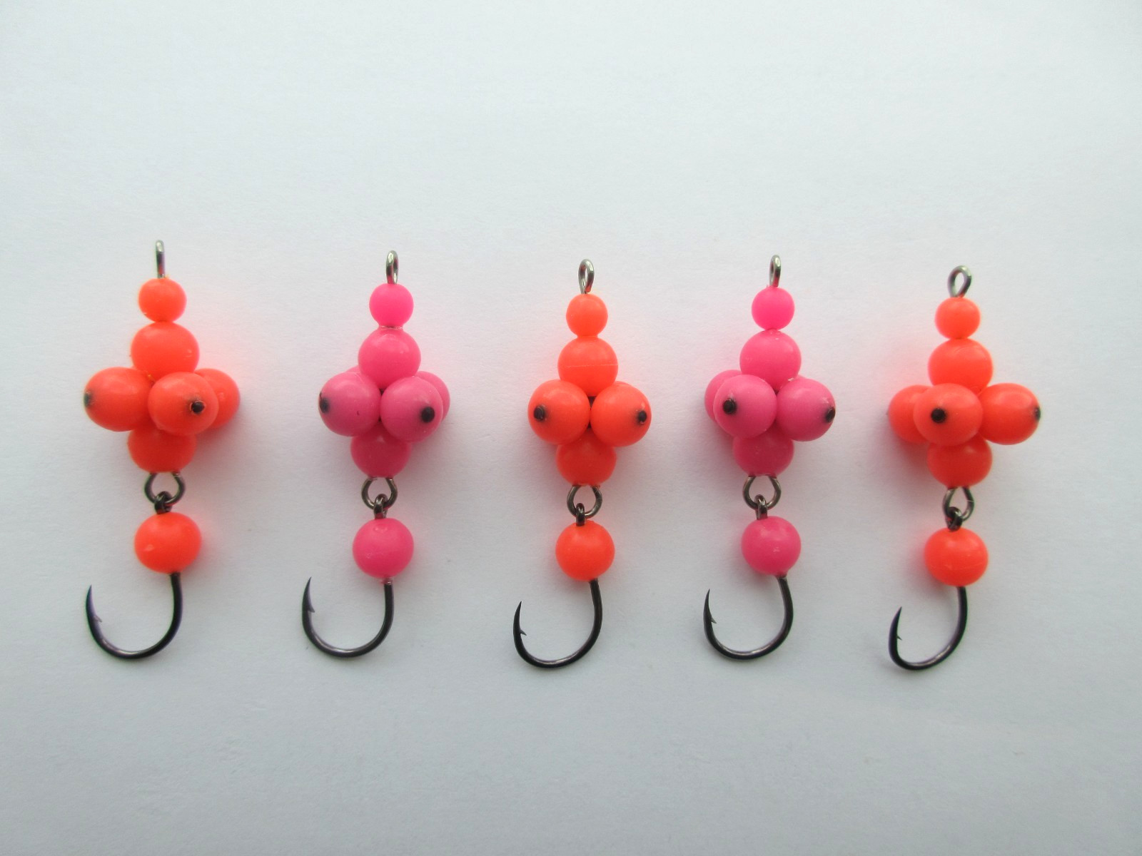 Salmon River Egg Cluster - Steelhead Trout - 5 pcs - 2 Pink & 3 Orange - #2 Hook