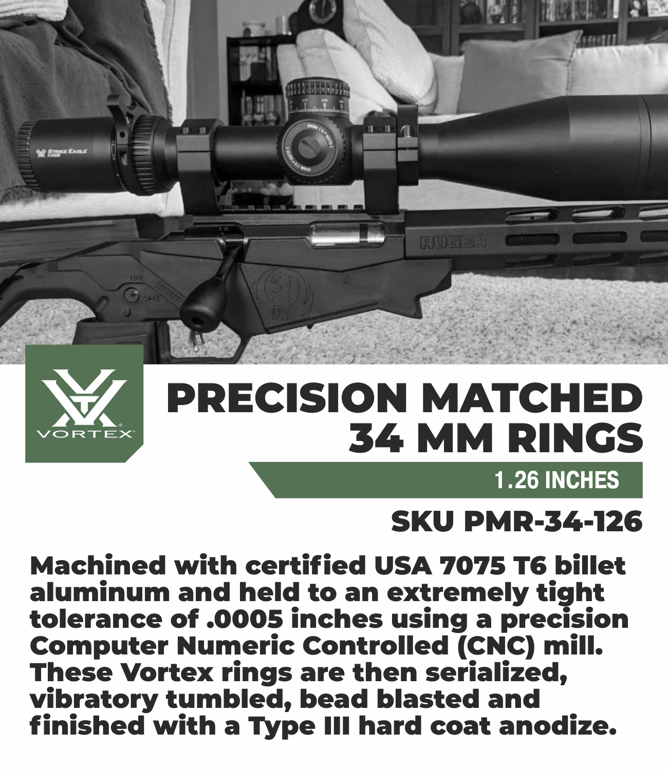Vortex Optics Precision Matched Rings 34mm 1.26 in with Free Hat Bundle