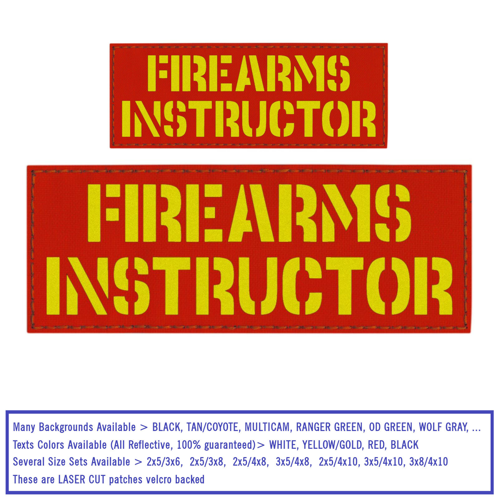 Bundle Set 2 Firearms Instructor Reflective Patches Plate Carrier Chest Rig #X