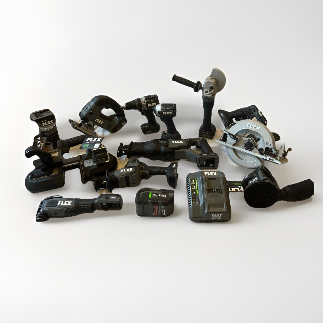 Flex 24v  Power Tool Kit 13 Peice Set. 11 Tools, 8ah Battery & Charger