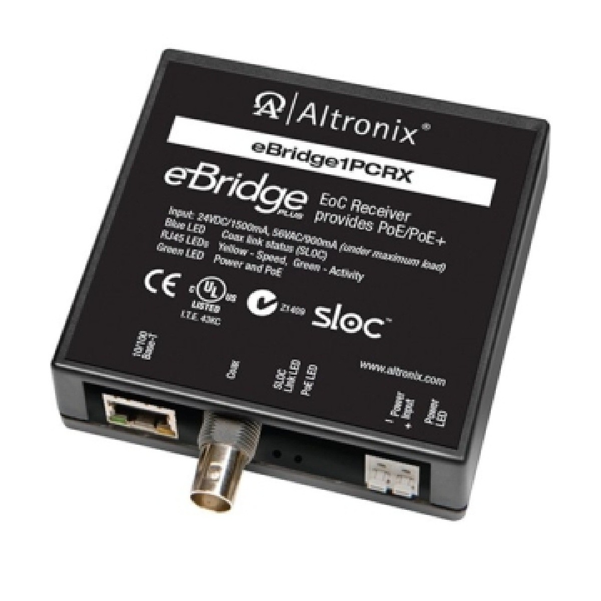 Altronix EBRIDGE1STR EoC Single-Port Adapter Kit, 25Mbps, Passes PoE/PoE+,