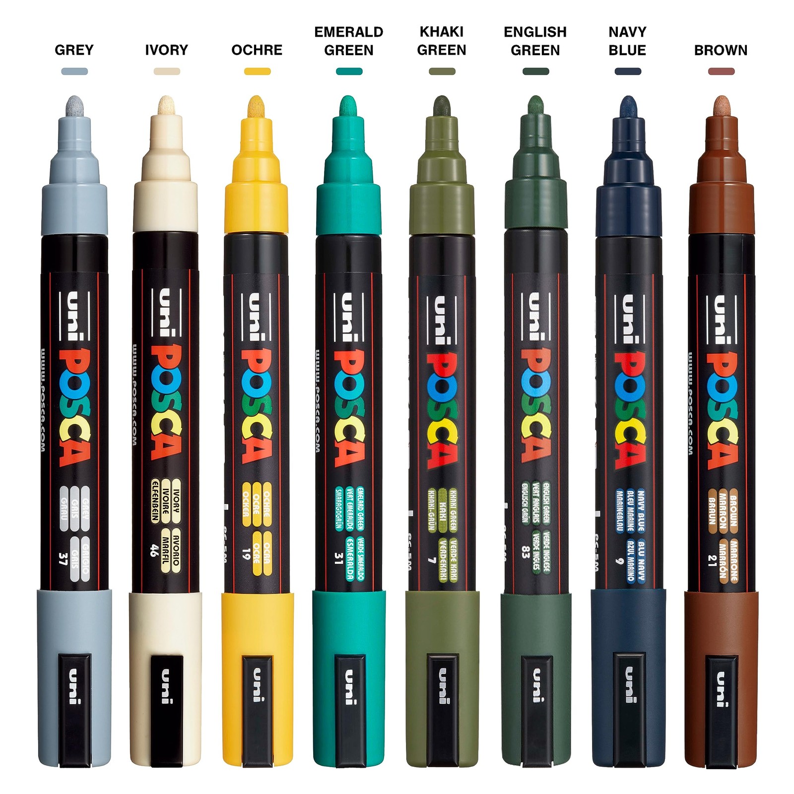 uni PC-5M Water-Based Paint Markers, Reversible Medium Tip (1.8-2.5mm), Earth...