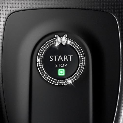 Push Button Start Cover Butterfly Bling Car Accessories for Women Bling Black