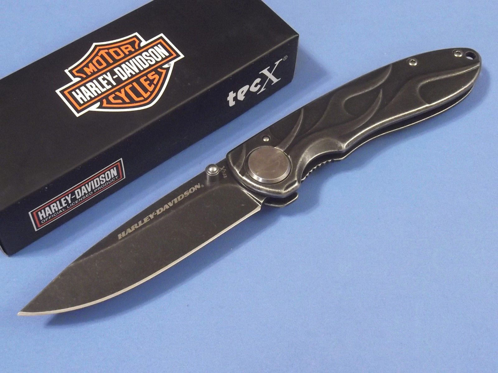 HARLEY-DAVIDSON 52114 Case Tec X Black Stonewash framelock knife 4 1/2" closed