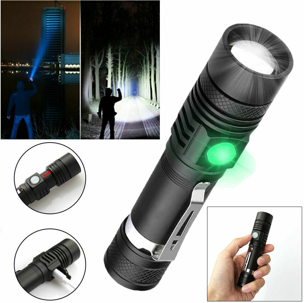 Super Bright LED Tactical Flashlight Zoomable With Rechargeable Battery