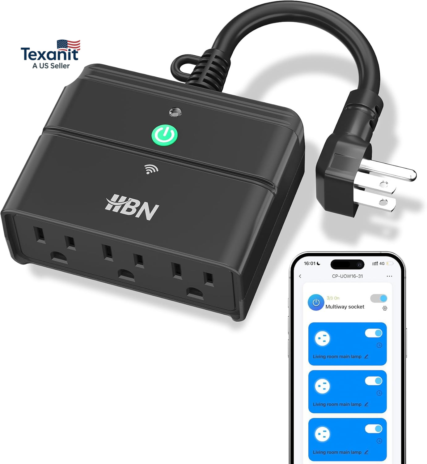 Outdoor Smart Plug,Wi-Fi & Bluetooth Heavy Duty Outlet with 3 Independent Outlet