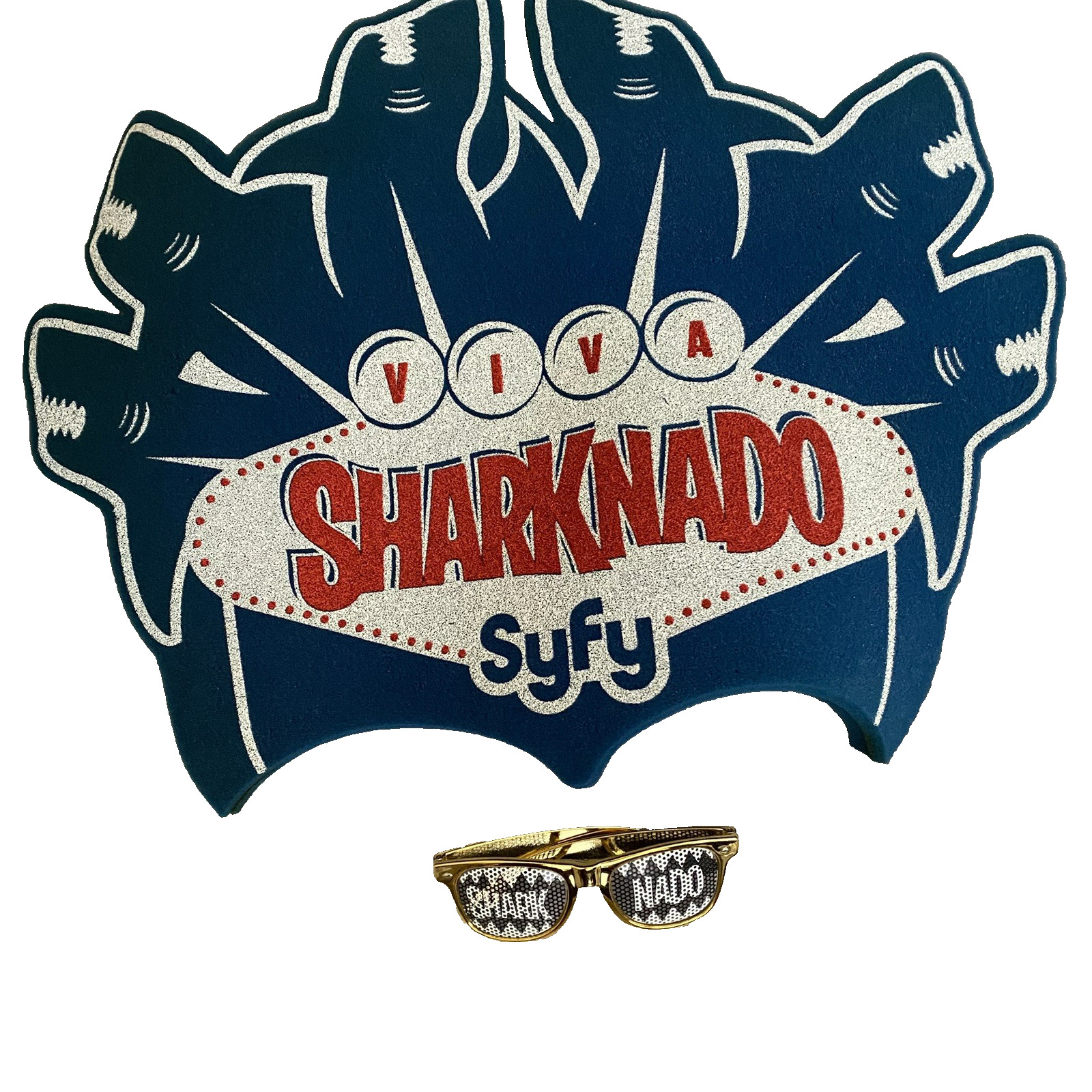 Syfy Viva Sharknado Promo Foam Hat OSFA 19" x 17" & Theme Glasses