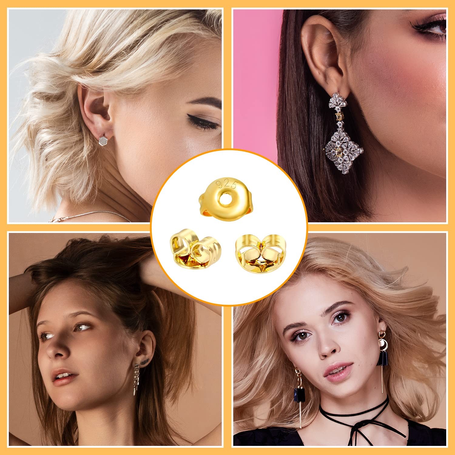 30Pcs Earring Backs for Studs, 18K Gold Butterfly Shape Ear Backings Replacem...