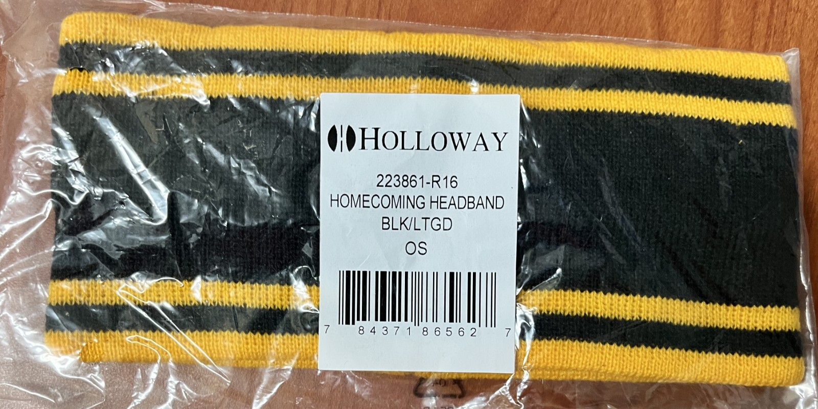 Holloway Homecoming Headband Black & Gold Yellow Unisex One Size New