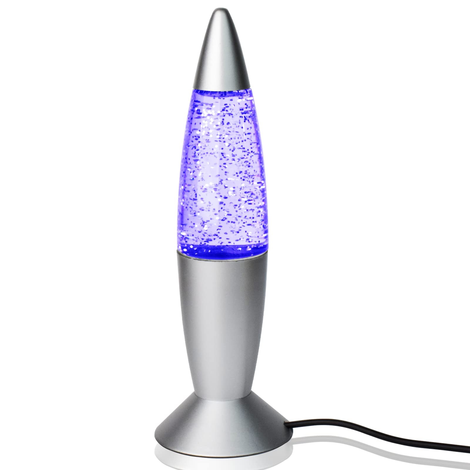 Cdycam Glitter Lamp LED Vintage Mini 7.28'' Light with charging plug, Silver