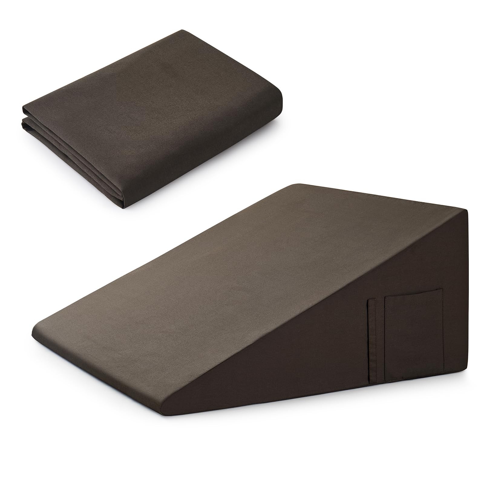 Yvrcen Cotton Wedge Pillow Cover, Brown, 24" x 24" x 10"