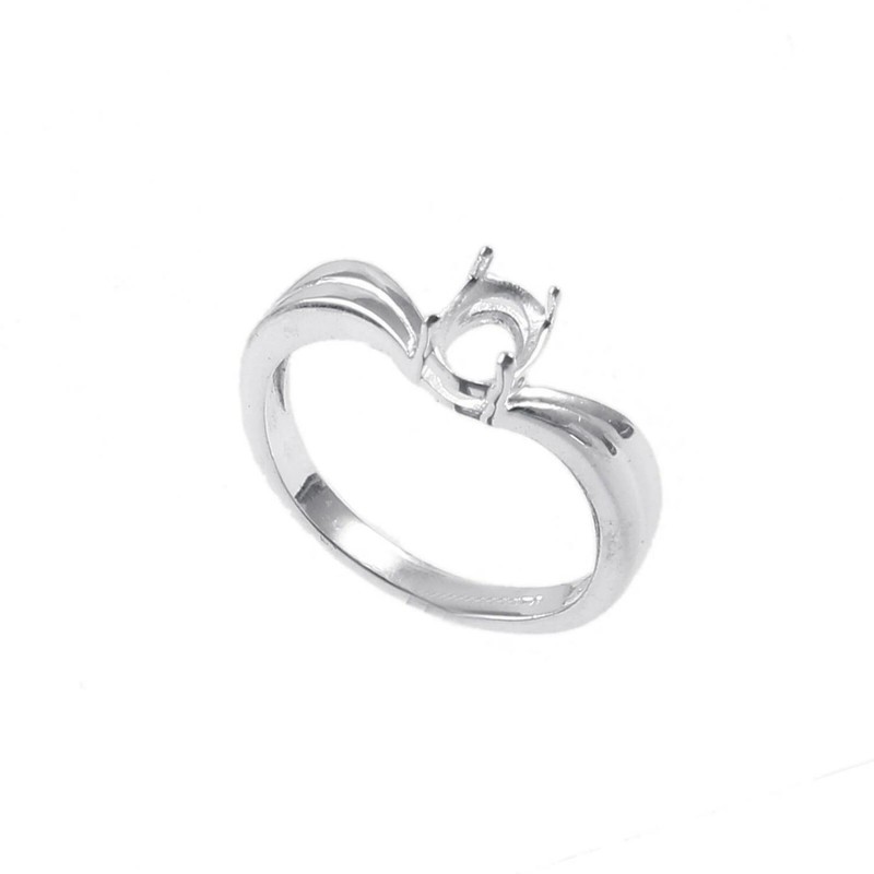 7x5mm Oval Shape Semi Mount Ring 925 Sterling Silver Solitaire Stackable Ring