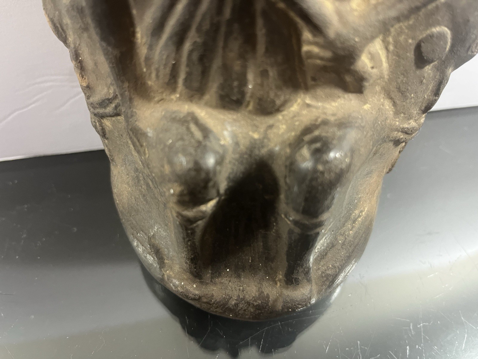 Vintage Peruvian Moche 9" Blackware Effigy Vessel
