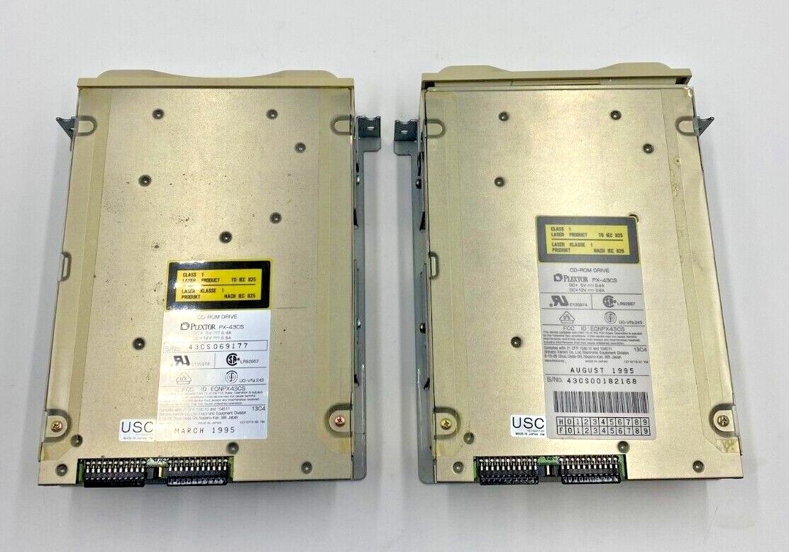 Lot of 2 Hewlett Packard Plextor PX-43CS CD ROM Cassette Drive Vintage