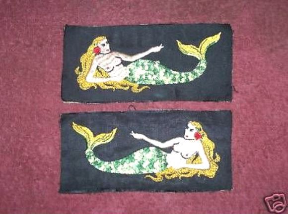 1 PR. ORIG. WW II ERA  USN NAVY MERMAID LIBERTY CUFF PATCHES UNISSUED