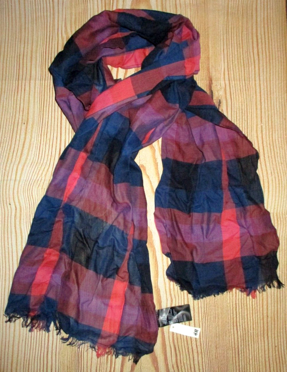 MENS H&M PLAID CHECKED LIGHTWEIGHT SCARF