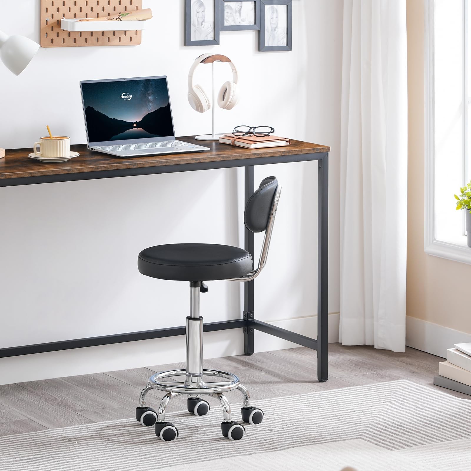 Height Adjustable Rolling Stool, 360° Rotating Drafting Chair, Multi-Purpose ...