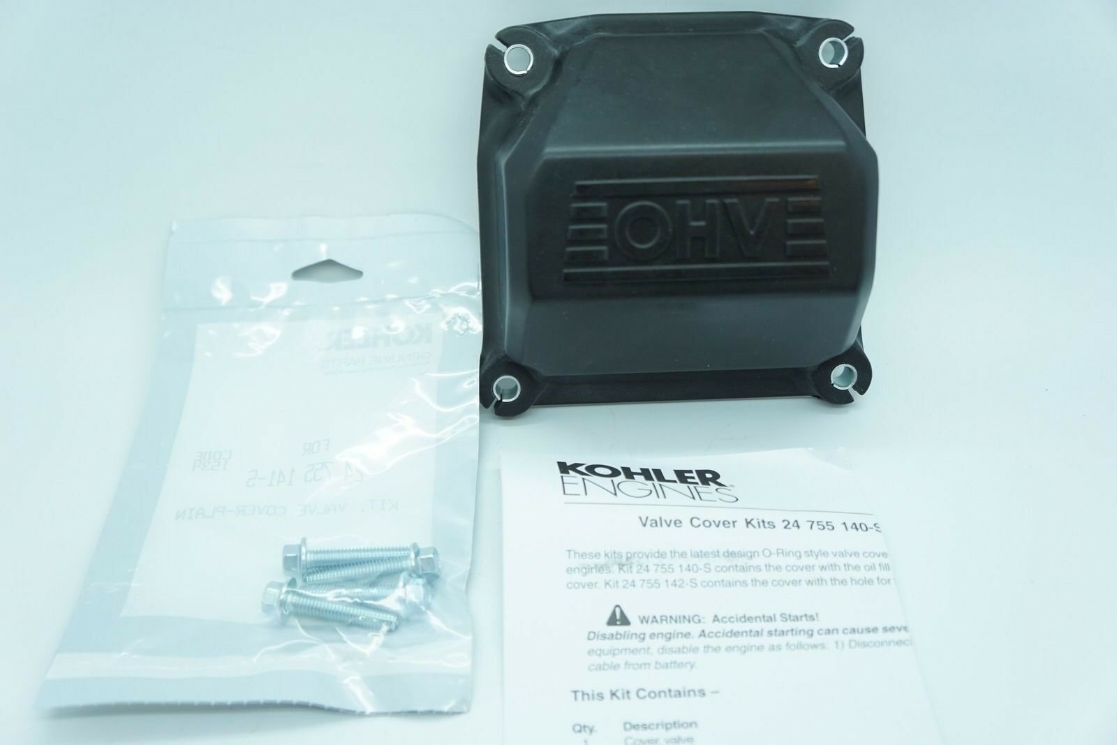 GENUINE OEM KOHLER PART # 24 755 141-S PLAIN VALVE COVER KIT; KOHLER COMMAND