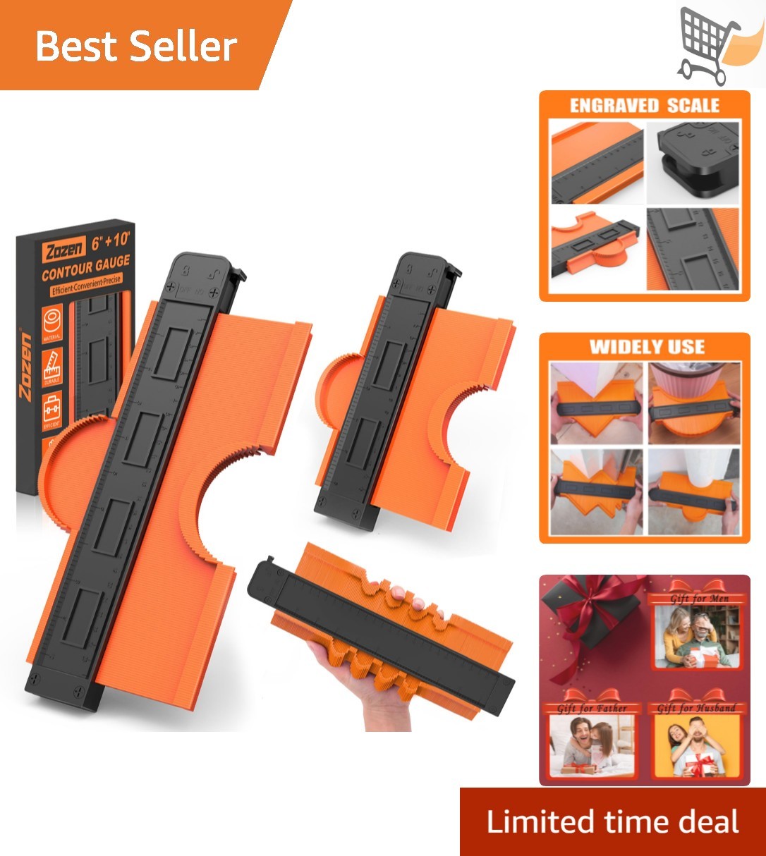 2Pack Contour Gauge Engraved Scale Lock Dual Profile Duplicator Tool Gifts