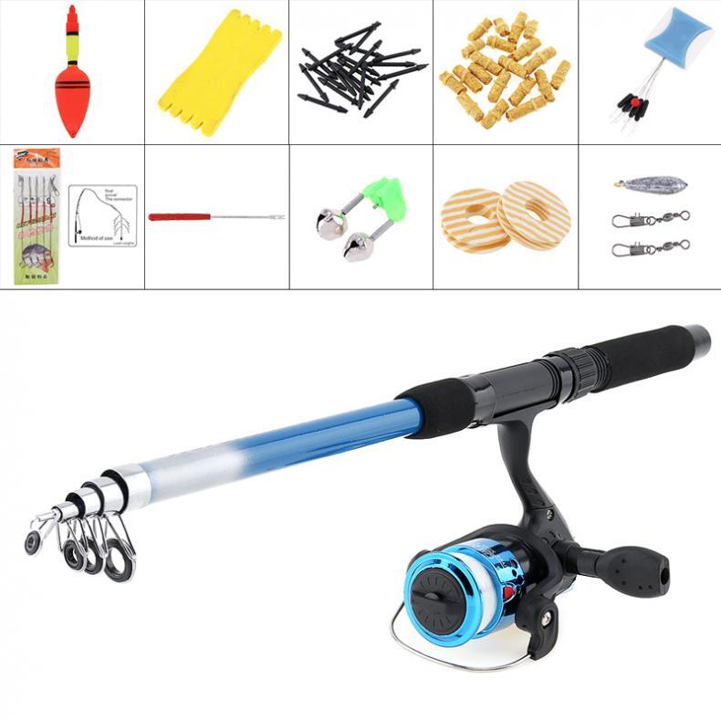 Telescopic Fishing Pole Kit Rod and Reel Combos with lures float hook Alarm Bell
