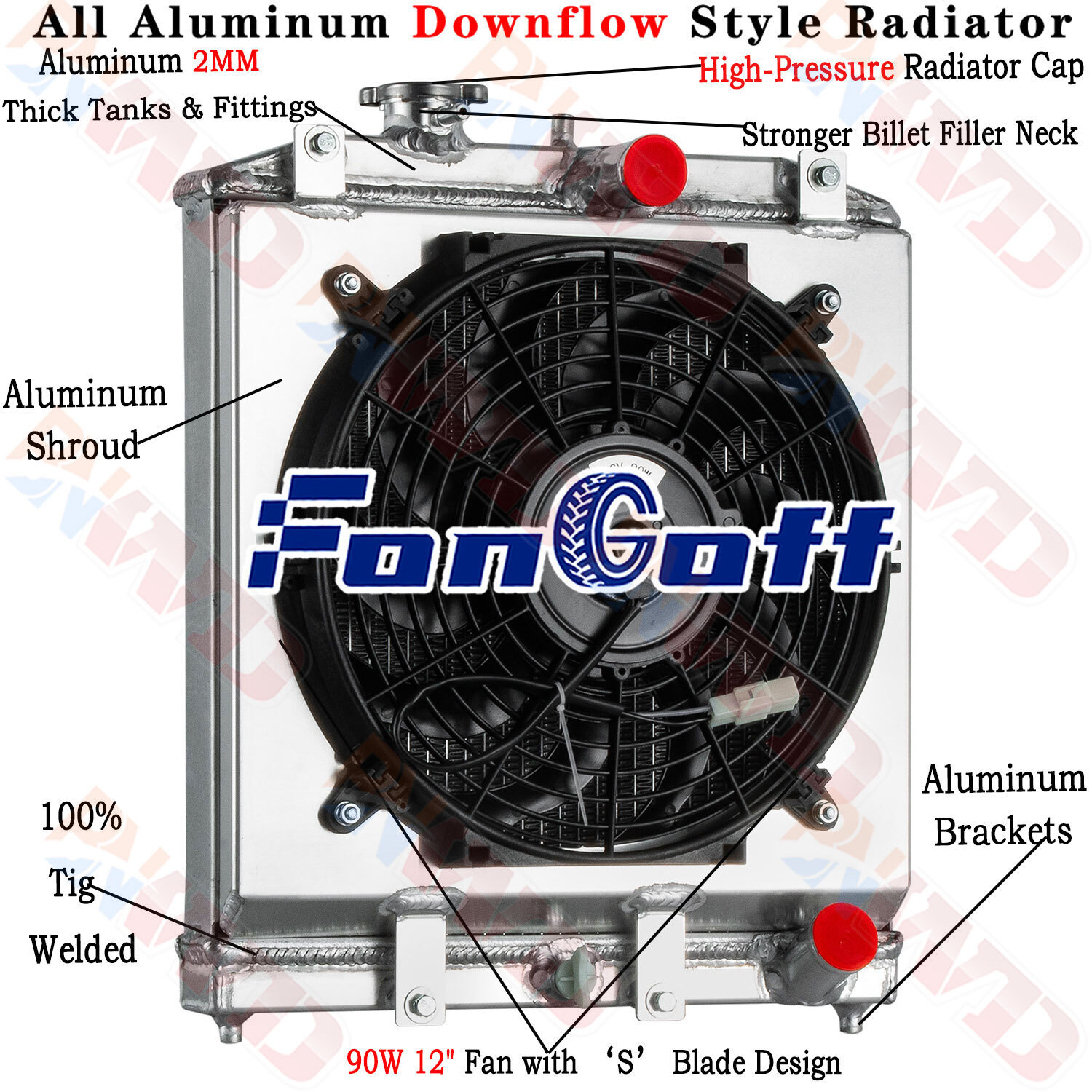 ALUMINUM RADIATOR SHROUD FAN For HONDA CIVIC D15 D16 EK EG Acura INTEGRA 92-00