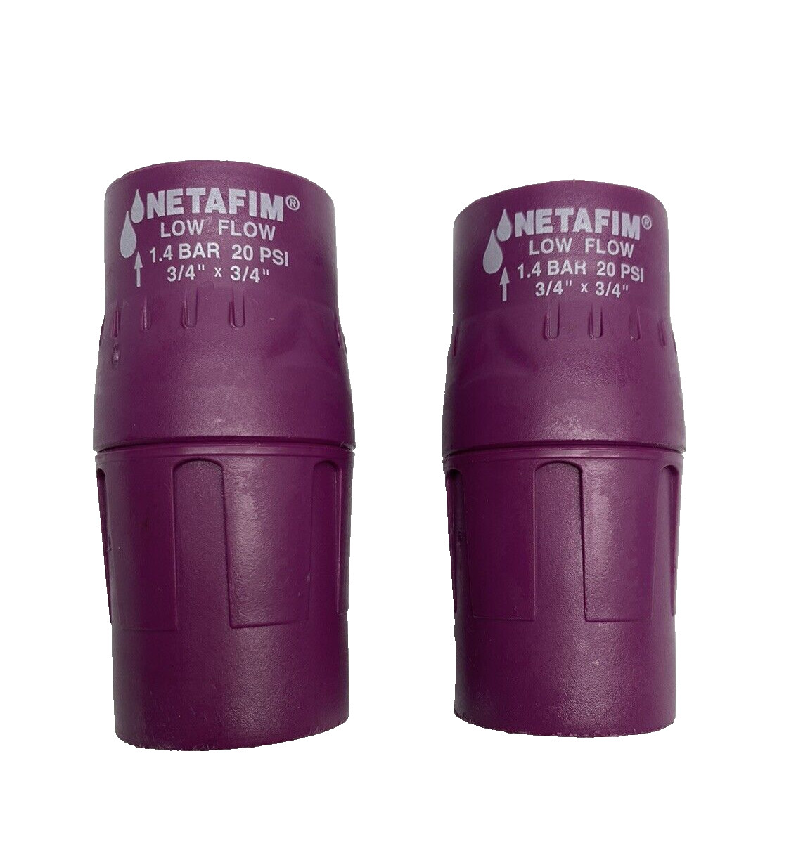 Lot Of 2, NETAFIM Low Flow Pressure Regulator  1.4 BAR 20 PSI 3/4" X 3/4"