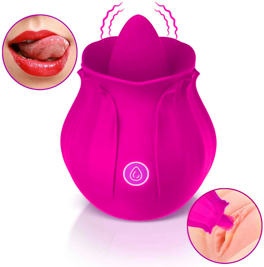 Rose Sex Toy with Tongue Licking Vibrator for Women G spot Clitoral Sucker US