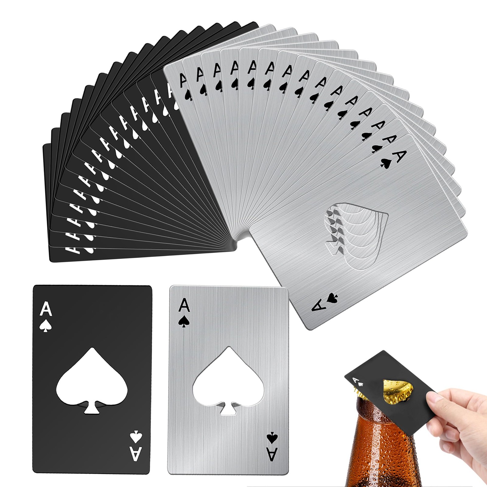32 Pcs Ace of Spades Poker Bottle Openers,Stainless Steel Poker Card Beer Bot...