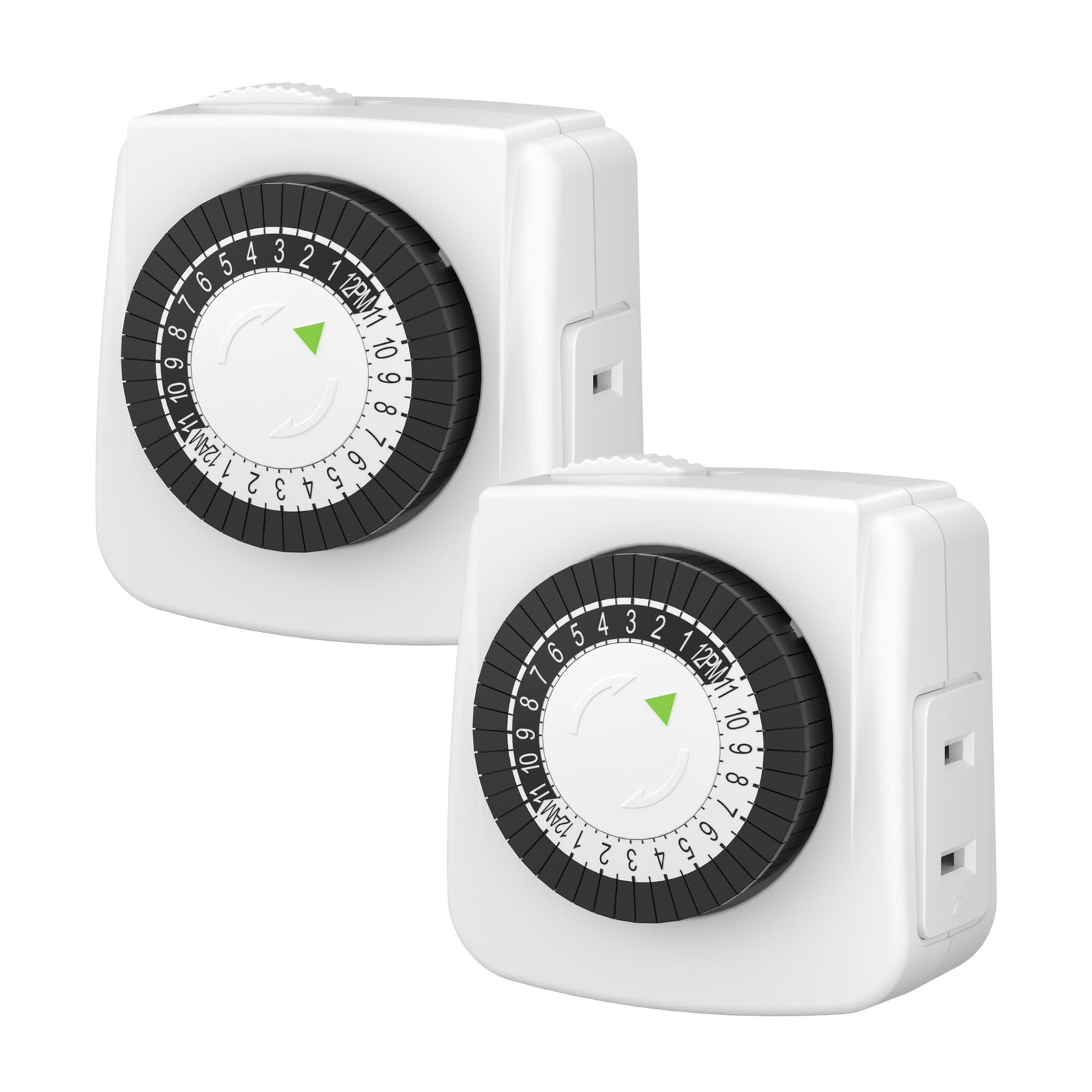 BN-LINK Indoor Timers 2-Prong, 2-Pack, 1 Outlet, Mini, Mechanical 2 Prong