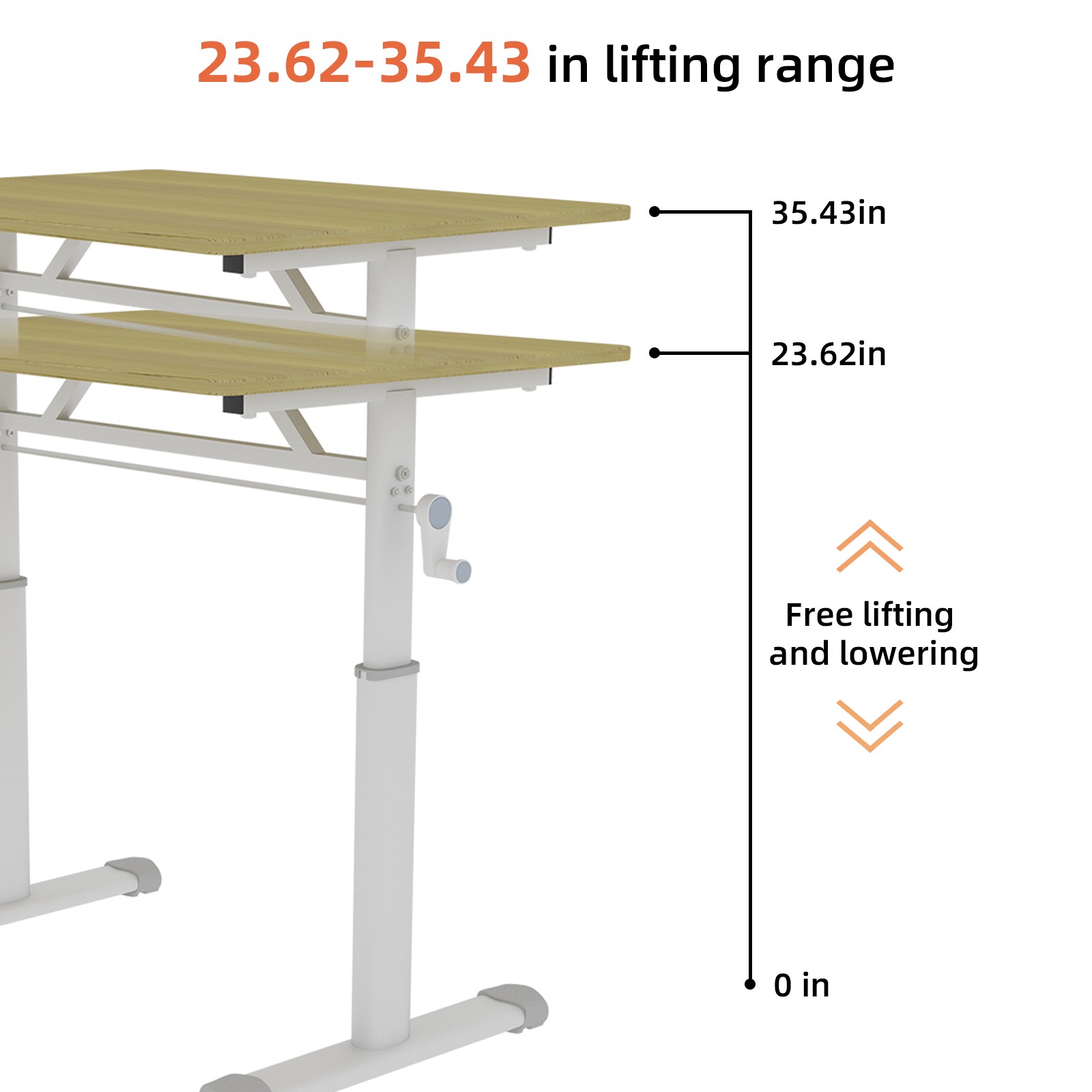 Adjustable study desk suitable for children and adults, height-adjustable US