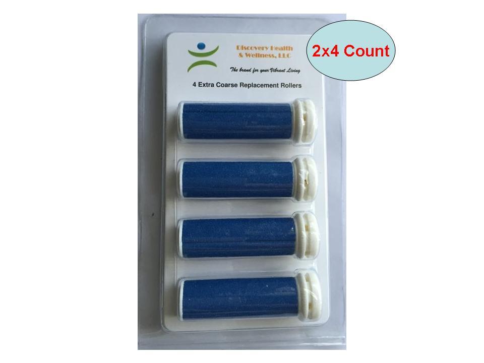 4 Extra Coarse Pedicure Refill Rollers Comp/w Emjoi Micro-Pedi Callus Remover