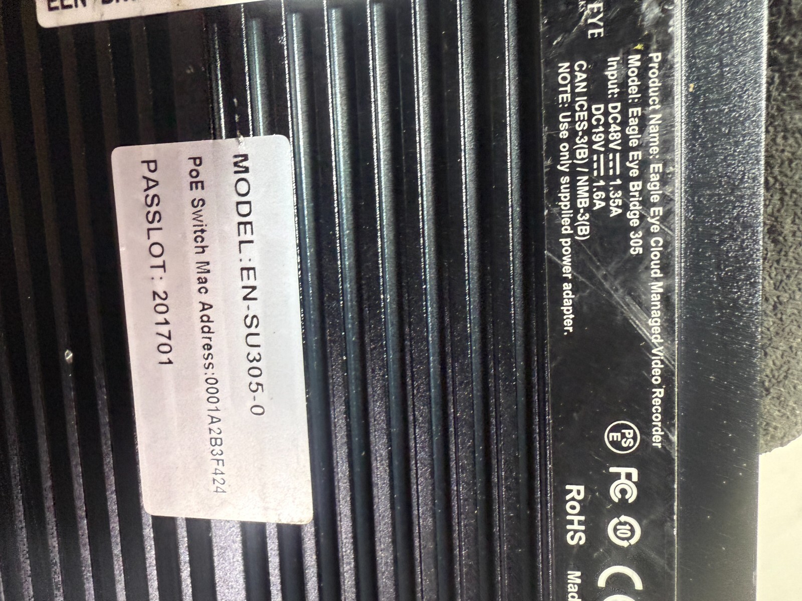 Eagle Eye Networks EEN-BR305 Bridge no power adapter